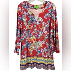 PAPPAGALLO Floral Paisley Knit Tunic Top - Size L